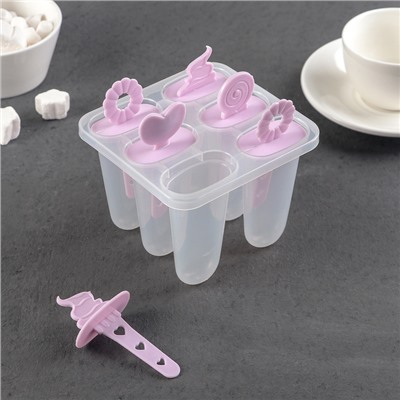 Форма для мороженого «Фигурки», 12.5×11×9 см, 6 ячеек, цвет прозрачный