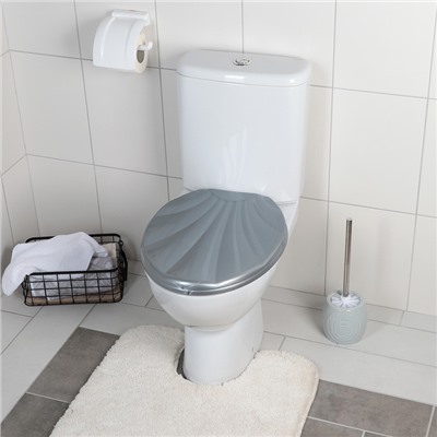 Сиденье для унитаза «Ракушка», 44.5×37 см, с крышкой, серебристый перламутр