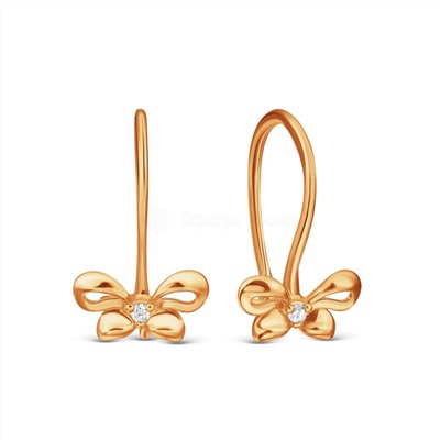 Серьги детские из золочёного серебра с фианитами 925 пробы п8-500з200