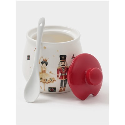 Сахарница новогодняя Доляна «Сказочный бал.Щелкунчик», 350 мл, доломит, белая