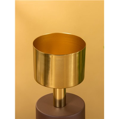 Подсвечник на 1 свечу «Кубок», 10×10×28.5 см, шоколад с золотом