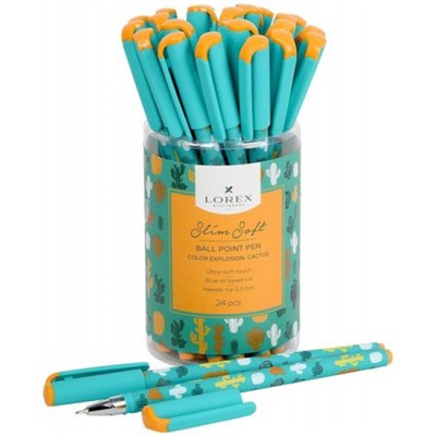 Ручка шариковая масляная 0.5мм "Slim Soft. LOREX COLOR EXPLOSION.CACTUS" синяя LXOPSS-CE2 LOREX