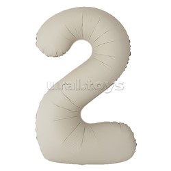 Шар (40''/102 см) Цифра, 2 Slim, Кремовый Латте, Матовый, 1 шт. в уп.