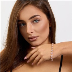 Браслет на руку ювелирная бижутерия коллекция "Дубай", вставка: фианиты, цвет: прозрачный, арт.414.084