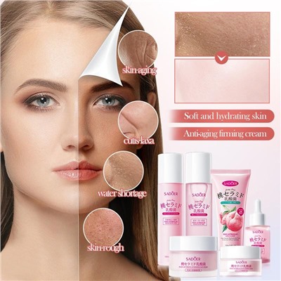 SADOER Подарочный набор косметики с экстрактом персика и лактобактериями 6 в 1