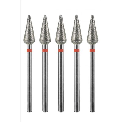Manita Professional Фреза алмазная капля большая для аппаратного маникюра 856.104.260.125.050 ФАК-5,0 12,5М, красная насечка, ø 5,0 мм, 5 шт. KRISTALLER, 1231189