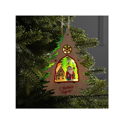 Подвеска световая «Дед Мороз», 13×3×18 см, 6 LED, от батареек, свечение тёплое белое