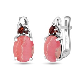 Серьги, гранат , родохрозит, Виталина