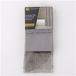 Набор для ванной SAVANNA «Селест», штора 180×180 см, ковёр 38×69 см, серый