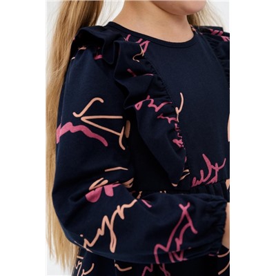 Платье Крылья длинный рукав детское (Надписи на темно-синем)