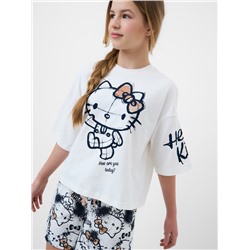 Комплект трикотажный для девочек: фуфайка (футболка), шорты