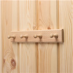 Вешалка для бани и сауны «Плетёнка», 35×2.5×6.5 см, деревянная, 4 крючка, «Добропаровъ»