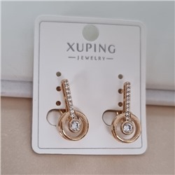 Серьги коллекция "Xuping" покрытие позолота, вставка: фианиты, цвет: прозрачный, арт.101.241