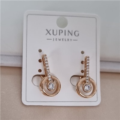 Серьги коллекция "Xuping" покрытие позолота, вставка: фианиты, цвет: прозрачный, арт.101.241