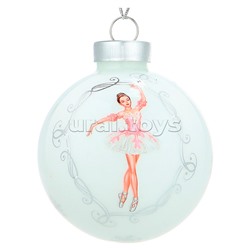 Новогоднее украшение. Елочный стеклянный шар "Балерина в танце"6см