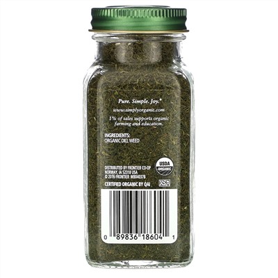 Simply Organic, Укроп, 0,81 унции (23 г)