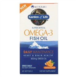 Minami Nutrition, Garden of Life, сверхкритический рыбий жир с омега-3, апельсин, 60 капсул