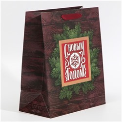 Пакет подарочный новогодний ламинированный «С Новым годом», ML 23×27×11.5 см