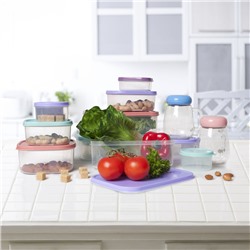 Набор контейнеров для хранения еды Доляна, 3 шт.: 150 мл, 500 мл, 1.2 л, пластик, сиреневый