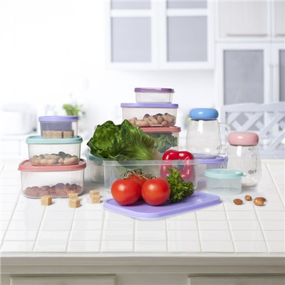 Набор контейнеров для хранения еды Доляна, 3 шт.: 150 мл, 500 мл, 1.2 л, пластик, сиреневый