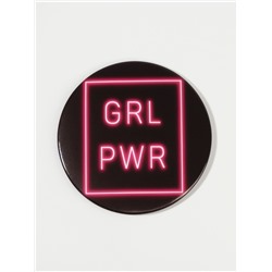 Зеркало карманное GRL PWR, d=7 см, PVC - коробка, чёрное