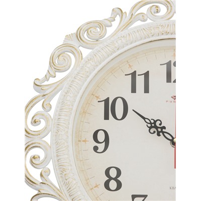 Часы настенные интерьерные «Хостон», бесшумные, плавный ход, d=40.5 см, циферблат d=26 см, белые, золотистые