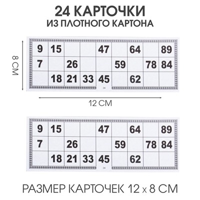 Русское лото «На каждый день», 24 карточки, 90 бочонков из дерева, 20 фишек