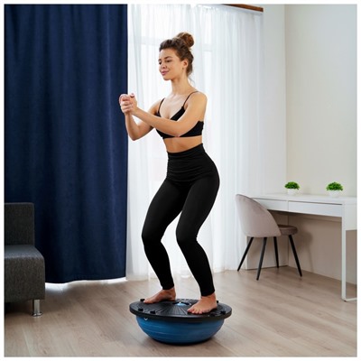 Полусфера BOSU гимнастическая ONLYTOP, 58×25 см, с насосом, синяя