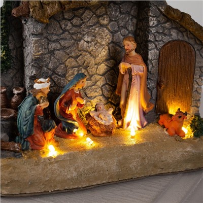 УЦЕНКА Светодиодная фигура «Рождество» 18×19×8 см, полистоун, от батареек ААх3, свечение тёплое белое