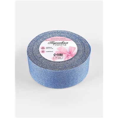 Лента парчовая, 40 мм, 23±1 м, синяя №037