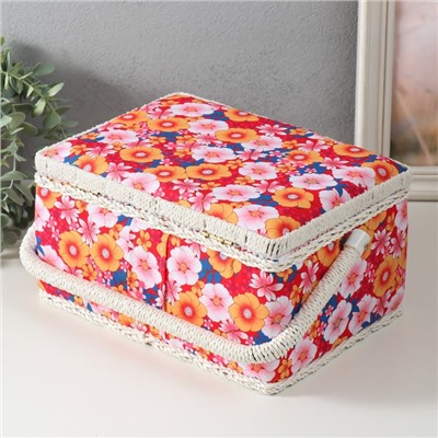 Шкатулка для рукоделия и шитья «Японский сад», хранение ниток, иголок, мелочи, 19×26×14.5 см