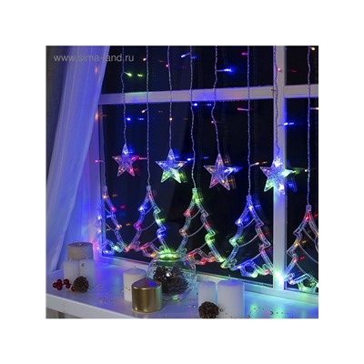 Гирлянда «Бахрома» 2.4×0.9 м с насадками «Ёлки», IP20, прозрачная нить, 138 LED, свечение мульти, 8 режимов, 220 В