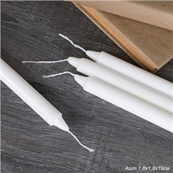 Свеча стержень белая 4 штуки 19х1,8 см / G1 /уп 90/