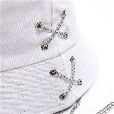 Панама женская MINAKU с цепочкой, белая, размер 56-58