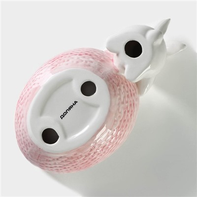 Конфетница Доляна «Зайка», 240 мл, 21.5×12.5×11.5 см, доломит, розовая