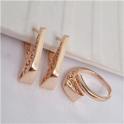 Комплект ювелирной бижутерии Дубайское золото, покрытие: позолота, серьги и кольцо разъемное, арт.314.783