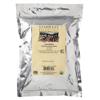 Starwest Botanicals, Порошок из плодов органического шиповника, 1 фунт (453,6 г)