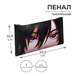 Пенал школьный, текстиль, плоский, 10.8×20.5 см «Аниме. Взгляд»