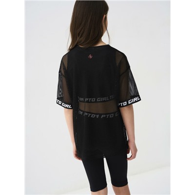 Комплект трикотажный для девочек: брюки (легинсы укороченные), топ, фуфайка (футболка)