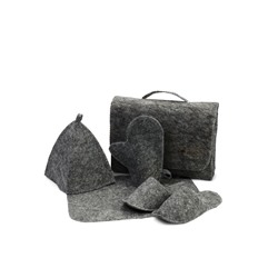 Набор для бани и сауны «Тёмный», 5 предметов: шапка, коврик, рукавица, тапочки, портфель, «Добропаровъ»