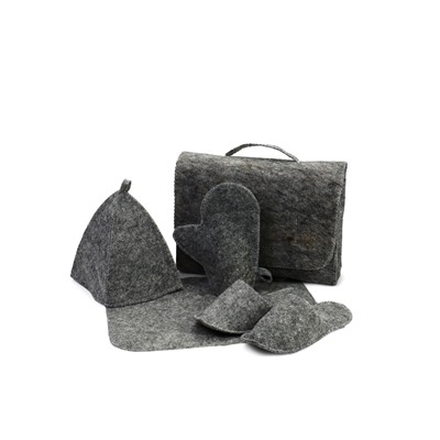 Набор для бани и сауны «Тёмный», 5 предметов: шапка, коврик, рукавица, тапочки, портфель, «Добропаровъ»