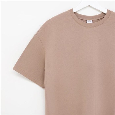 Футболка женская MINAKU OVERSIZE FIT, коричневая, размер 50