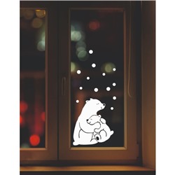 Интерьерная наклейка на окна «Медведица с медвежонком», 35×41 см (снег 10×20 см)