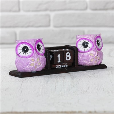 Деревянный календарь «Совы», 20×5×7 см, МИКС