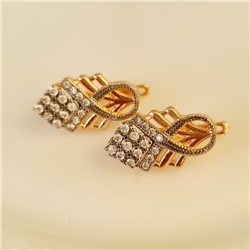 Серьги ювелирная бижутерия коллекция "Дубай", покрытие позолота, вставка: фианиты, цвет: прозрачный, арт.213.618