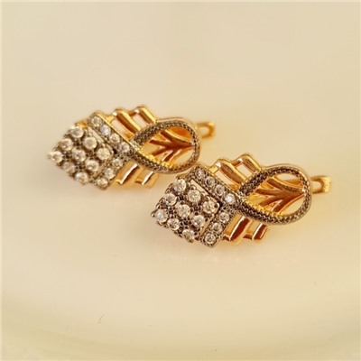 Серьги ювелирная бижутерия коллекция "Дубай", покрытие позолота, вставка: фианиты, цвет: прозрачный, арт.213.618