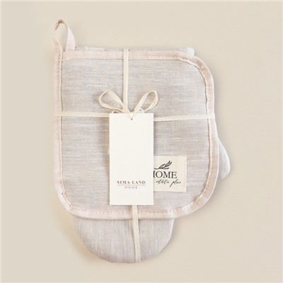 Набор кухонный SL HOME Gloomy: варежка 20×28 см, прихватка 19×19 см, лён 100%,180 г/м²