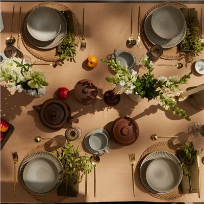 Скатерть «Этель» ECO, бежевая, 110×136 см, 70% хлопок, 30% лён, 190 г/м²