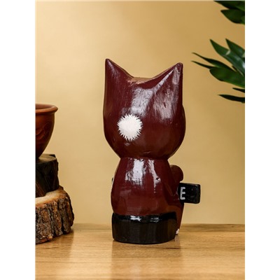 Сувенир «Кот с табличкой WELCOME», 10×7×16 см, дерево, бело-коричневый