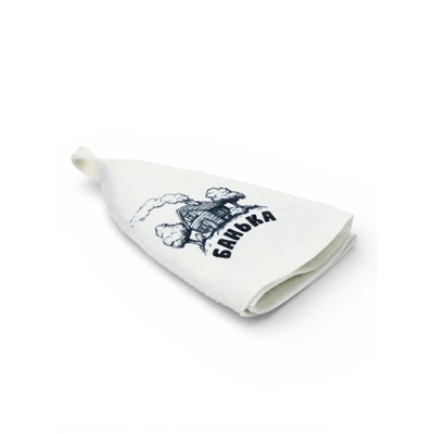 Шапка для бани и сауны «Банька», полиэфир, шерсть, белая